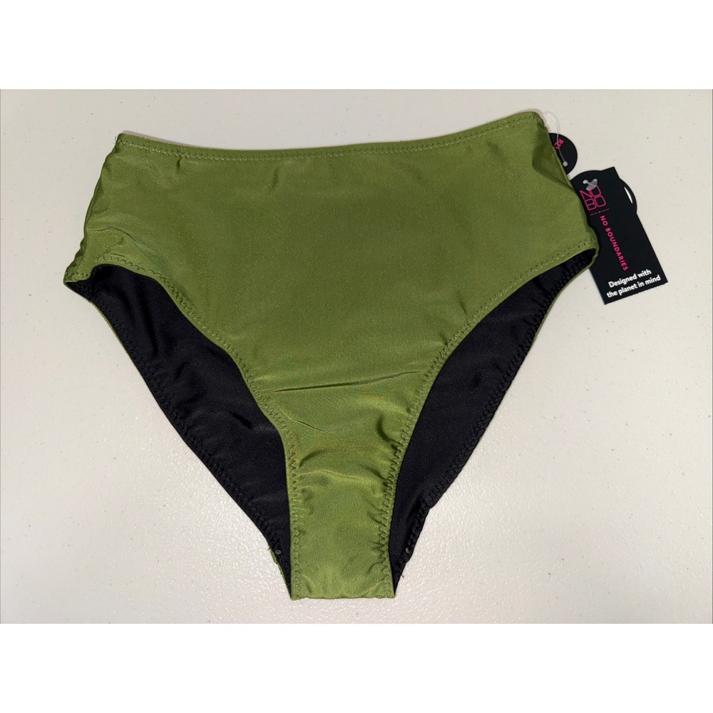 No Boundaries Juniors Reversible E-Dye Green/ Black Swim Bottoms Medium